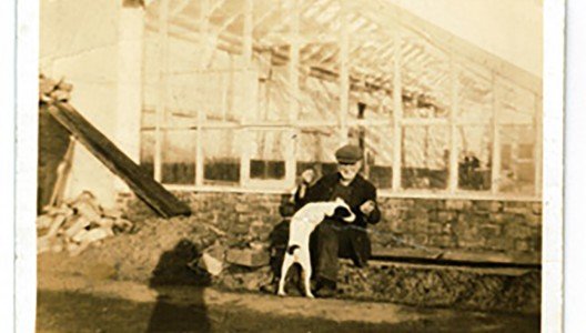 Black and white old family photo, plants company