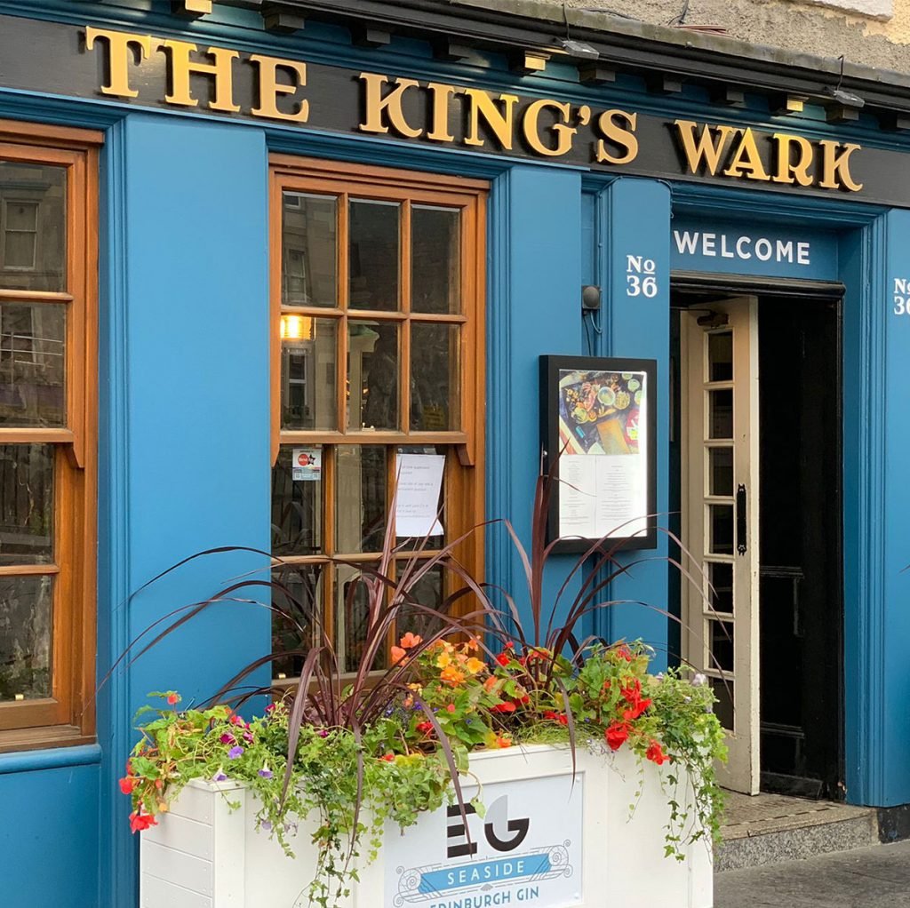bespoke built white timber planters, branded and filled with beautiful grasses, flowers and shrubs to create an inviting, colourful entrance to The King's Wark pub