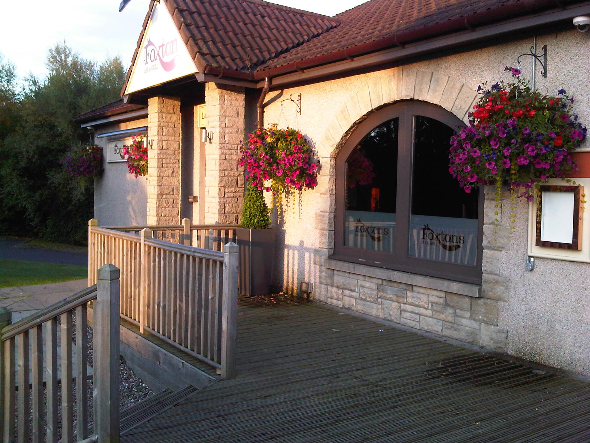 Hanging Baskets outside restaurant
