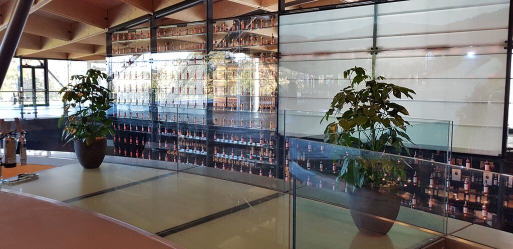 These lovely plants make a nice touch to this glass viewing area.
