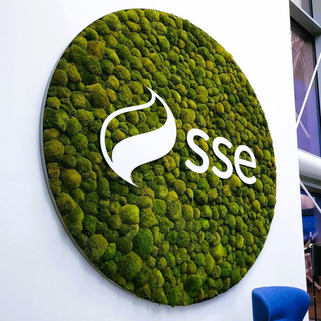 A beautiful branded nordik bun moss circle on SSE Perth's wall